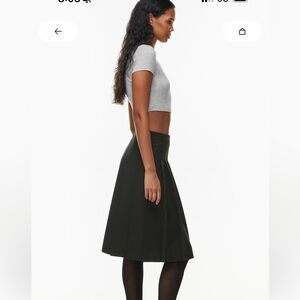 Aritzia Olive Midi Pleated Skirt